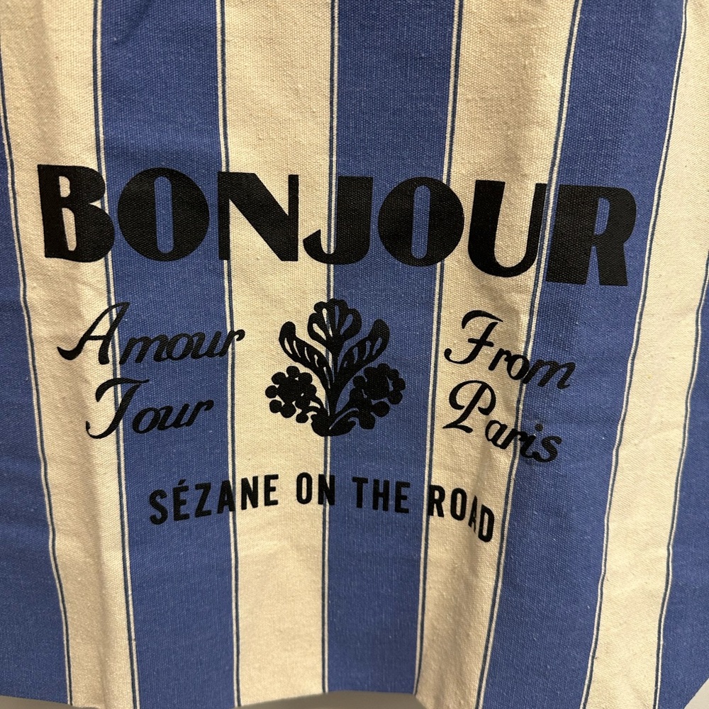 Sezane Blue and White Striped Tote